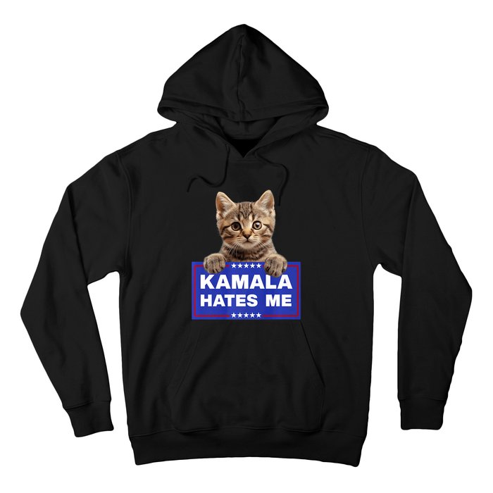 Kamala Hates Me Kamala Hate Cats Trump 2024 American Flag Hoodie