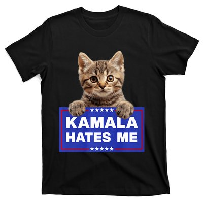 Kamala Hates Me Kamala Hate Cats Trump 2024 American Flag T-Shirt