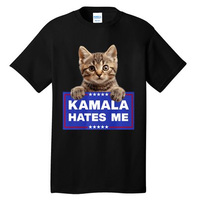 Kamala Hates Me Kamala Hate Cats Trump 2024 American Flag Tall T-Shirt