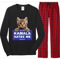 Kamala Hates Me Kamala Hate Cats Trump 2024 American Flag Long Sleeve Pajama Set