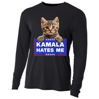 Kamala Hates Me Kamala Hate Cats Trump 2024 American Flag Cooling Performance Long Sleeve Crew