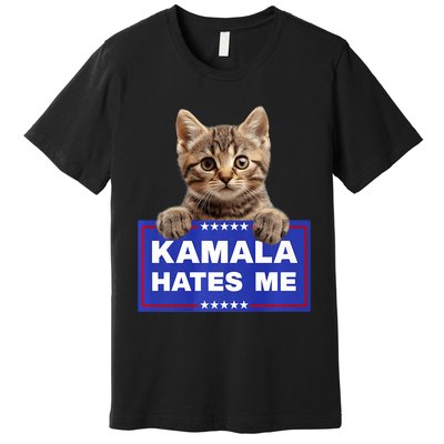 Kamala Hates Me Kamala Hate Cats Trump 2024 American Flag Premium T-Shirt