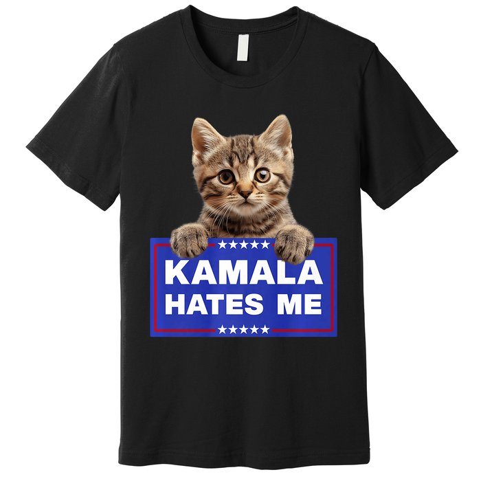 Kamala Hates Me Kamala Hate Cats Trump 2024 American Flag Premium T-Shirt