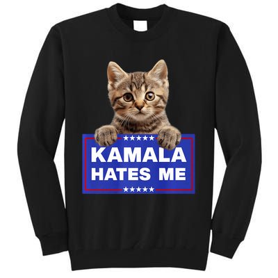 Kamala Hates Me Kamala Hate Cats Trump 2024 American Flag Tall Sweatshirt