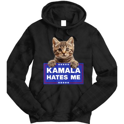 Kamala Hates Me Kamala Hate Cats Trump 2024 American Flag Tie Dye Hoodie