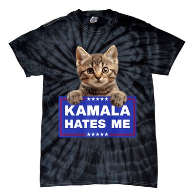 Kamala Hates Me Kamala Hate Cats Trump 2024 American Flag Tie-Dye T-Shirt