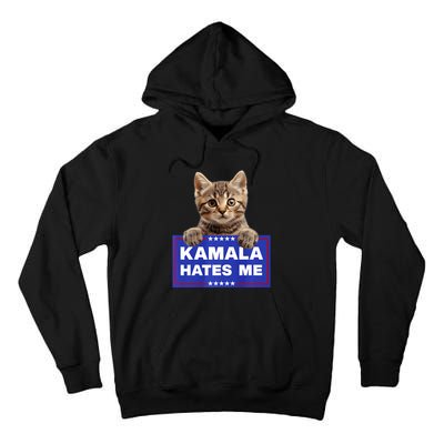 Kamala Hates Me Kamala Hate Cats Trump 2024 American Flag Tall Hoodie