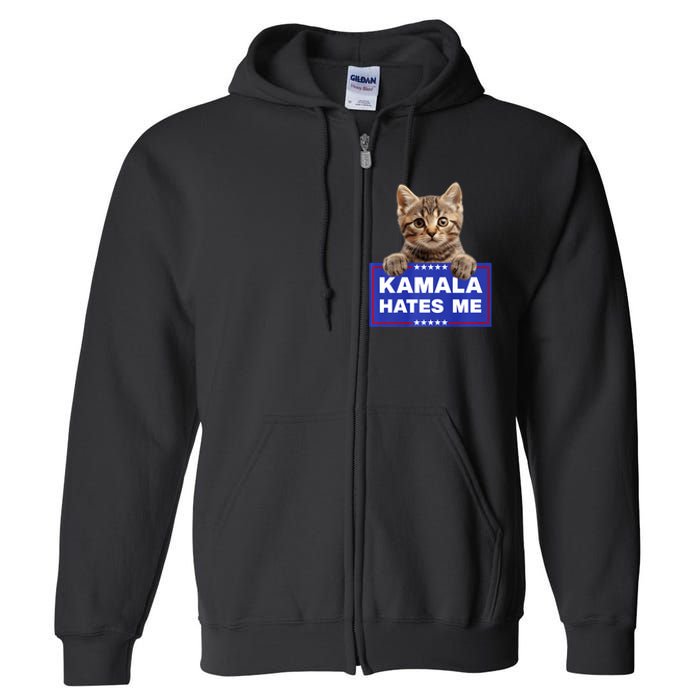 Kamala Hates Me Kamala Hate Cats Trump 2024 American Flag Full Zip Hoodie