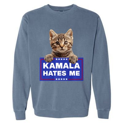 Kamala Hates Me Kamala Hate Cats Trump 2024 American Flag Garment-Dyed Sweatshirt