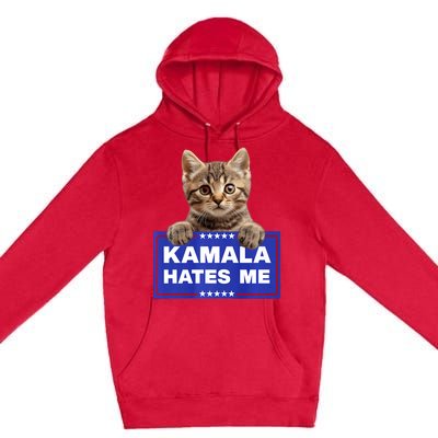 Kamala Hates Me Kamala Hate Cats Trump 2024 American Flag Premium Pullover Hoodie