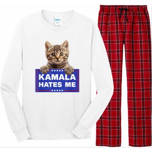 Kamala Hates Me Kamala Hate Cats Trump 2024 American Flag Long Sleeve Pajama Set