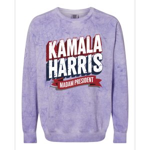 Kamala Harris Madam President Colorblast Crewneck Sweatshirt