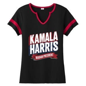 Kamala Harris Madam President Ladies Halftime Notch Neck Tee