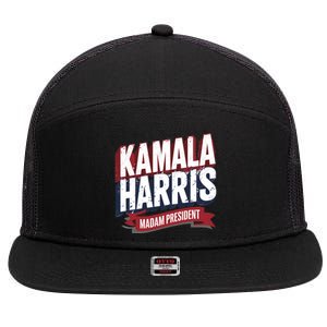 Kamala Harris Madam President 7 Panel Mesh Trucker Snapback Hat