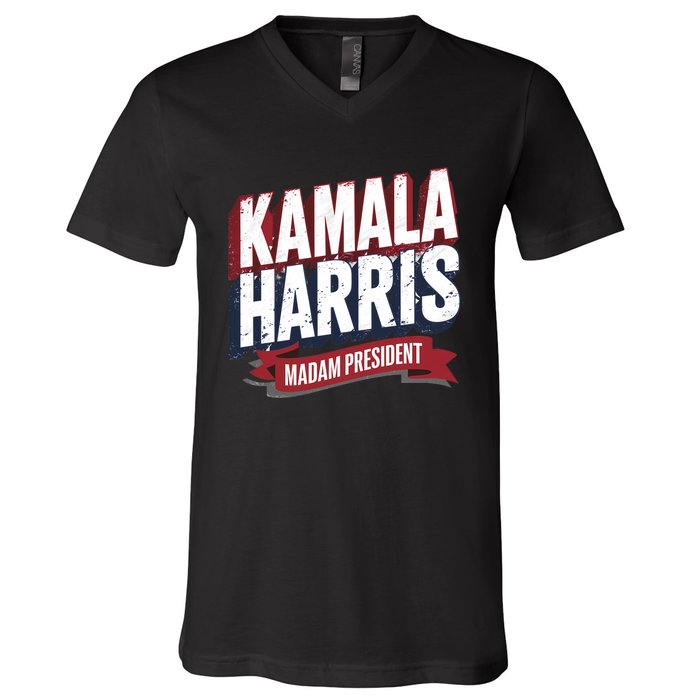 Kamala Harris Madam President V-Neck T-Shirt