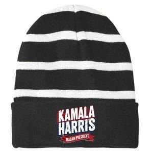 Kamala Harris Madam President Striped Beanie with Solid Band