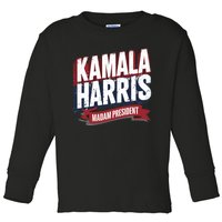 Kamala Harris Madam President Toddler Long Sleeve Shirt