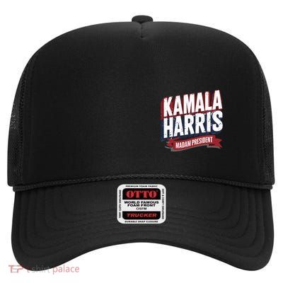 Kamala Harris Madam President Front And Back High Crown Mesh Back Trucker Hat