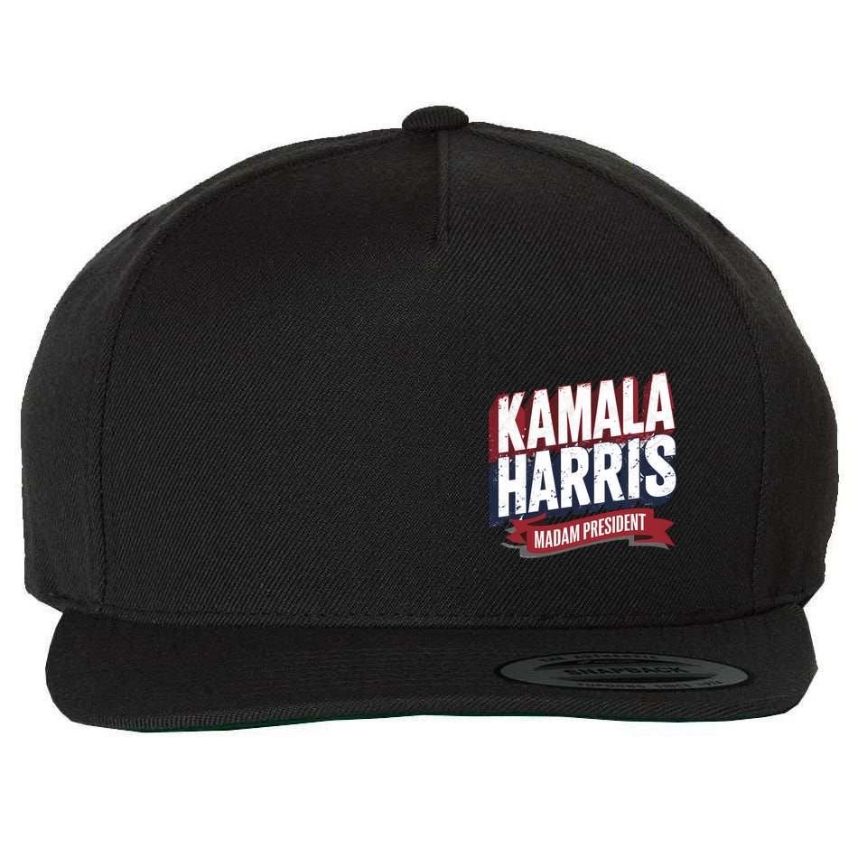 Kamala Harris Madam President Front And Back Wool Snapback Cap