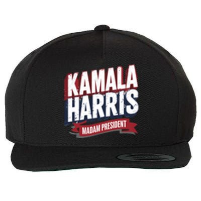 Kamala Harris Madam President Front And Back Wool Snapback Cap