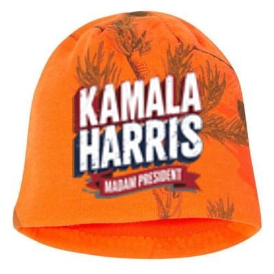 Kamala Harris Madam President Front And Back Kati - Camo Knit Beanie