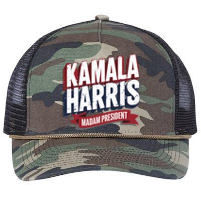 Kamala Harris Madam President Front And Back Retro Rope Trucker Hat Cap