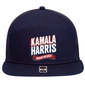 Kamala Harris Madam President Front And Back 7 Panel Mesh Trucker Snapback Hat