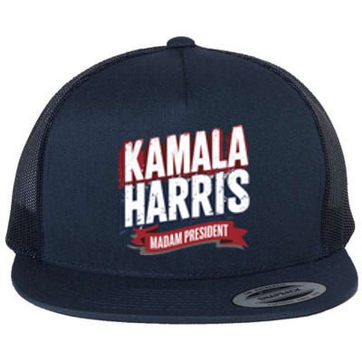 Kamala Harris Madam President Front And Back Flat Bill Trucker Hat