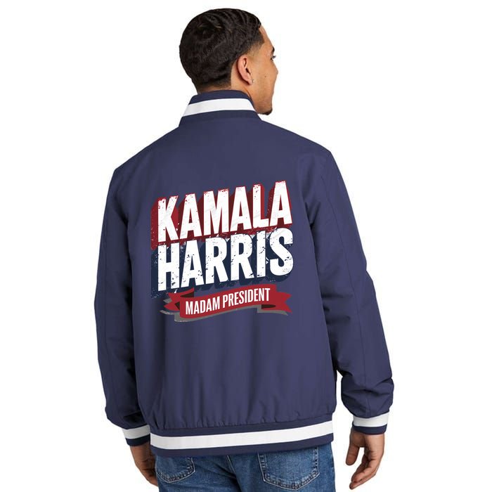 Kamala Harris Madam President Front And Back Insulated Varsity Jacket