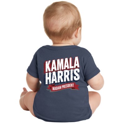 Kamala Harris Madam President Front And Back Baby Bodysuit