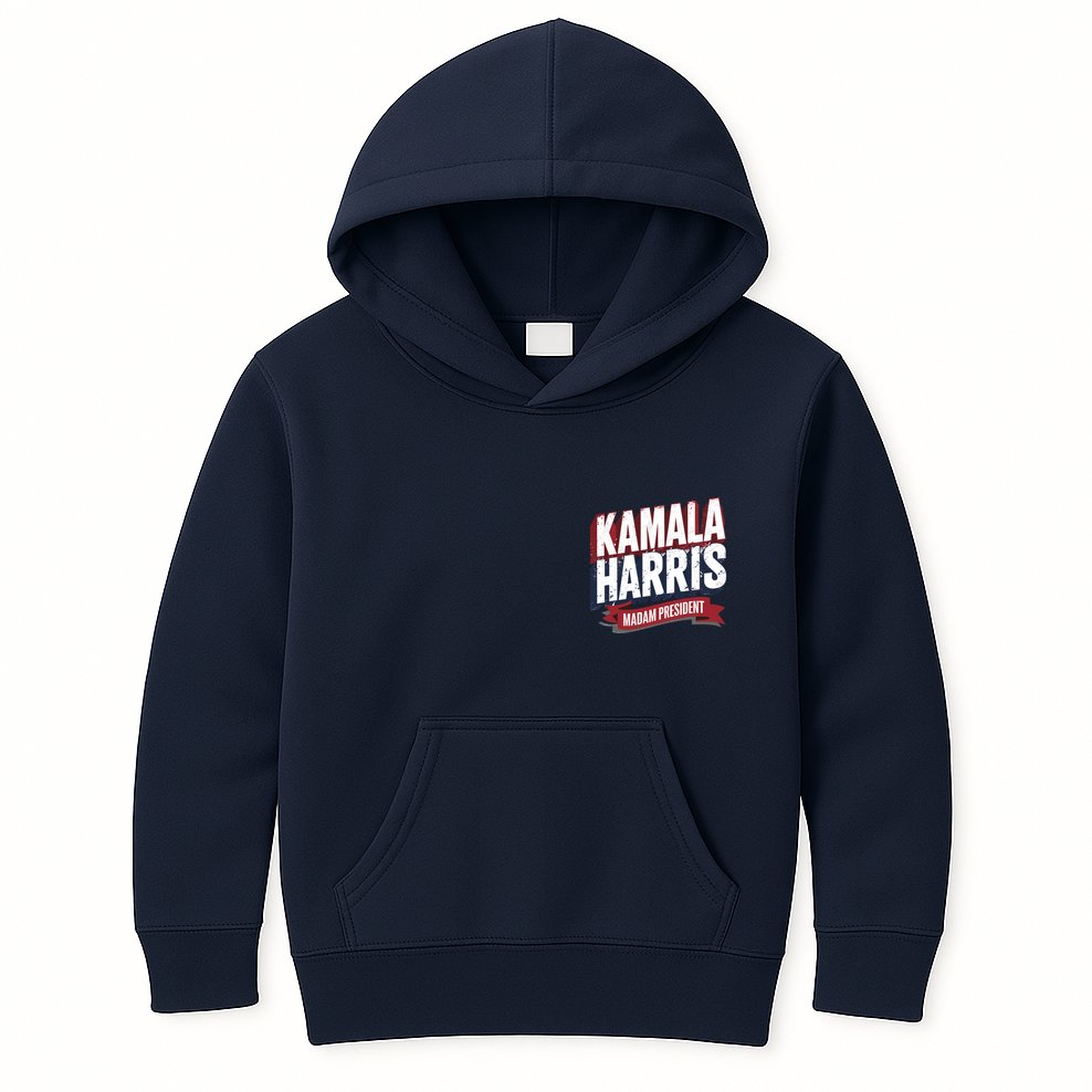Kamala Harris Madam President Front And Back Kids Hoodie