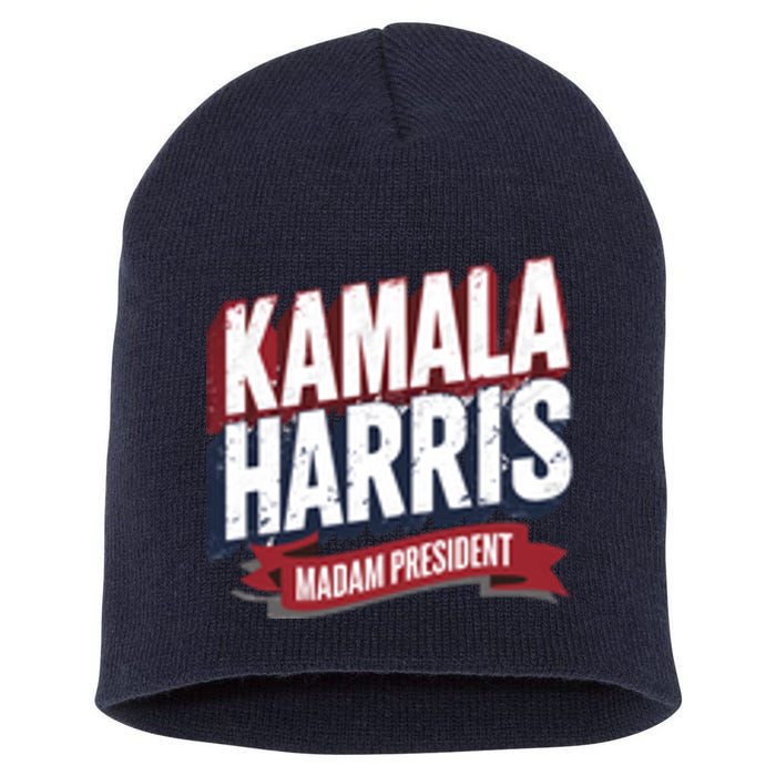 Kamala Harris Madam President Front And Back Short Acrylic Beanie