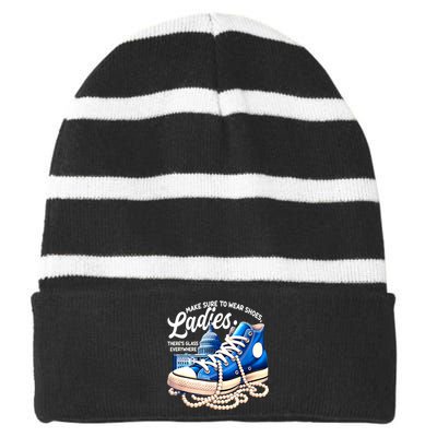 Kamala Harris Make Sure To Wear Shoes Ladies Shoes Ladies Gift Striped Beanie with Solid Band