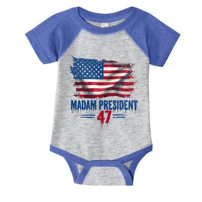 Kamala Harris Madam President 2024 Usa Flag Democratic Gift Infant Baby Jersey Bodysuit