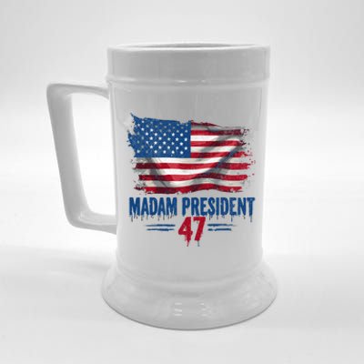 Kamala Harris Madam President 2024 Usa Flag Democratic Gift Beer Stein