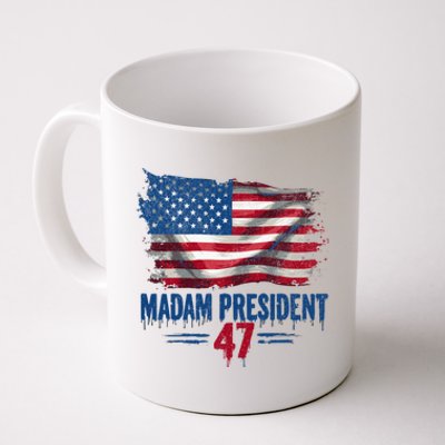 Kamala Harris Madam President 2024 Usa Flag Democratic Gift Coffee Mug