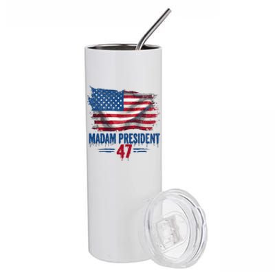 Kamala Harris Madam President 2024 Usa Flag Democratic Gift Stainless Steel Tumbler