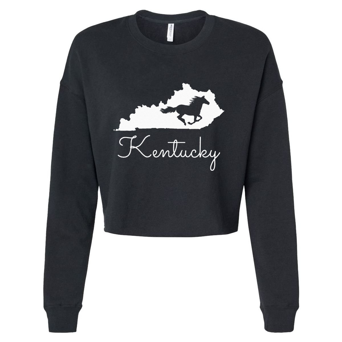 Kentucky Horse Map State Cropped Pullover Crew