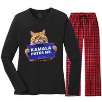 Kamala Hates Me Funny Political Saying Women's Long Sleeve Flannel Pajama Set 