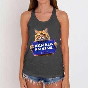 Kamala Hates Me Funny Political Saying Women's Knotted Racerback Tank