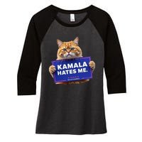 Kamala Hates Me Funny Political Saying Women's Tri-Blend 3/4-Sleeve Raglan Shirt