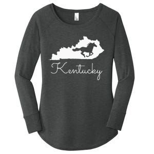 Kentucky Horse Map State Women's Perfect Tri Tunic Long Sleeve Shirt