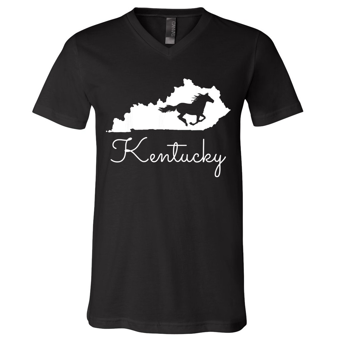 Kentucky Horse Map State V-Neck T-Shirt