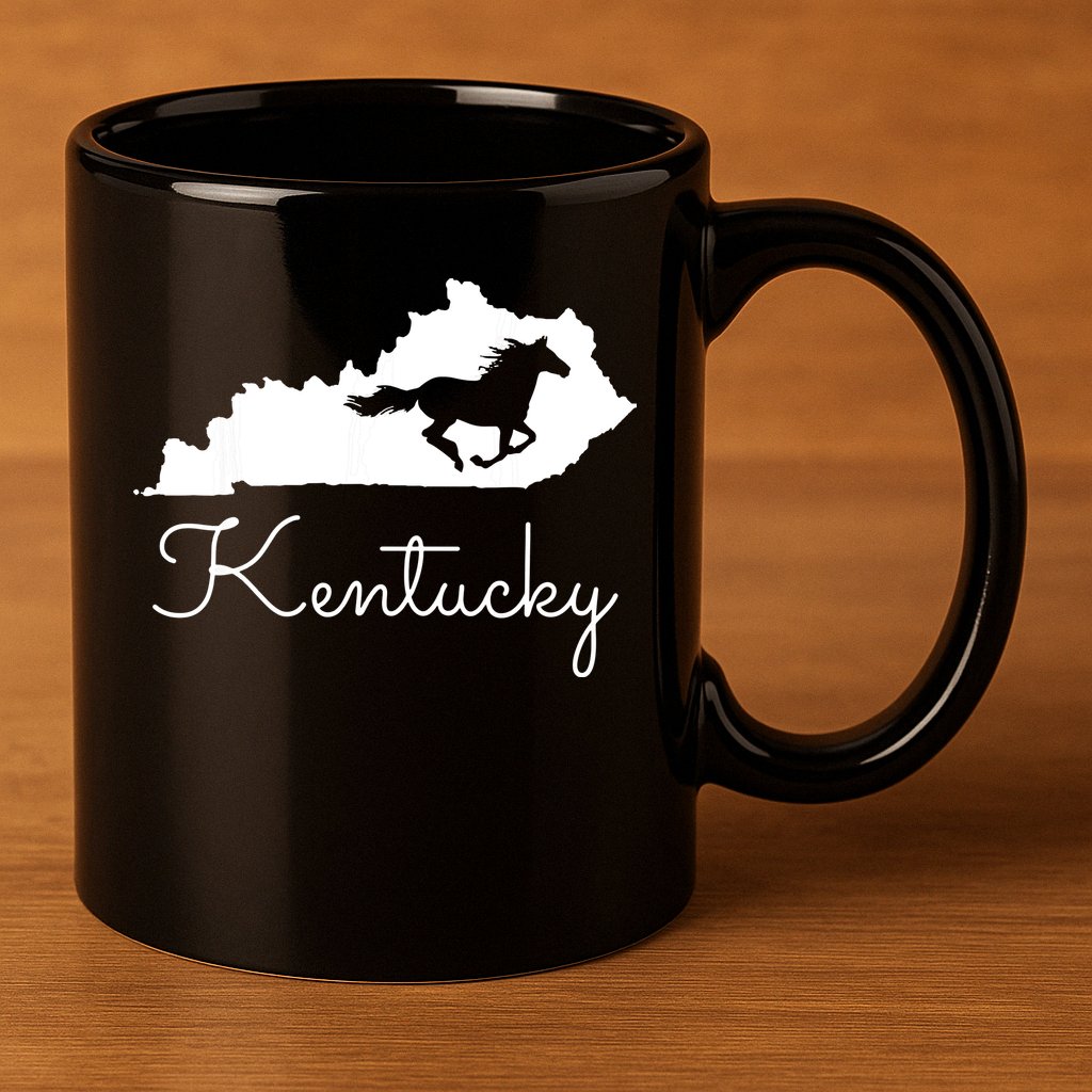 Kentucky Horse Map State 11oz C Handle Ceramic Mug