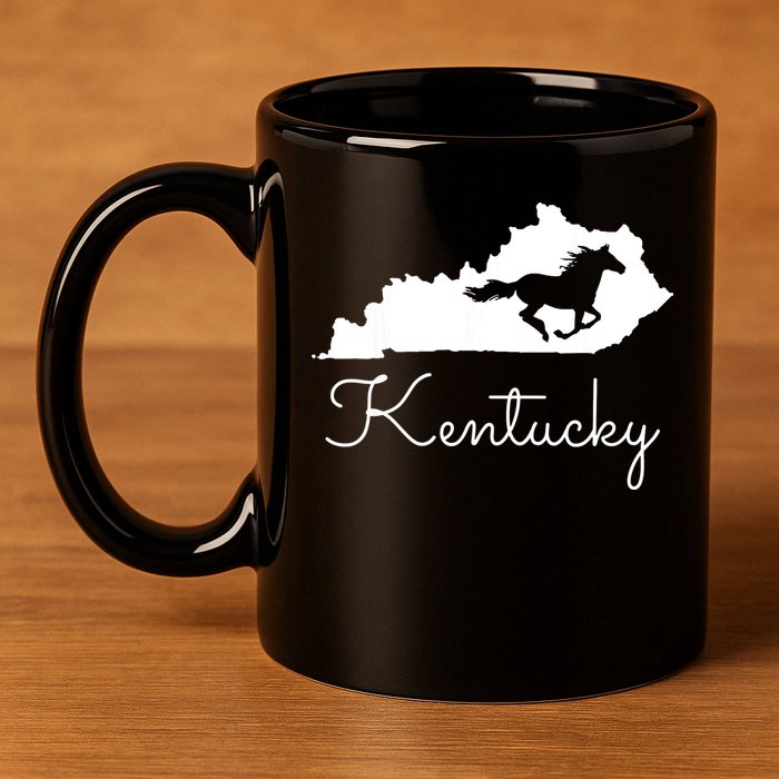 Kentucky Horse Map State 11oz C Handle Ceramic Mug