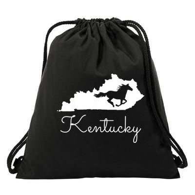 Kentucky Horse Map State Drawstring Bag