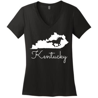 Kentucky Horse Map State Women's V-Neck T-Shirt