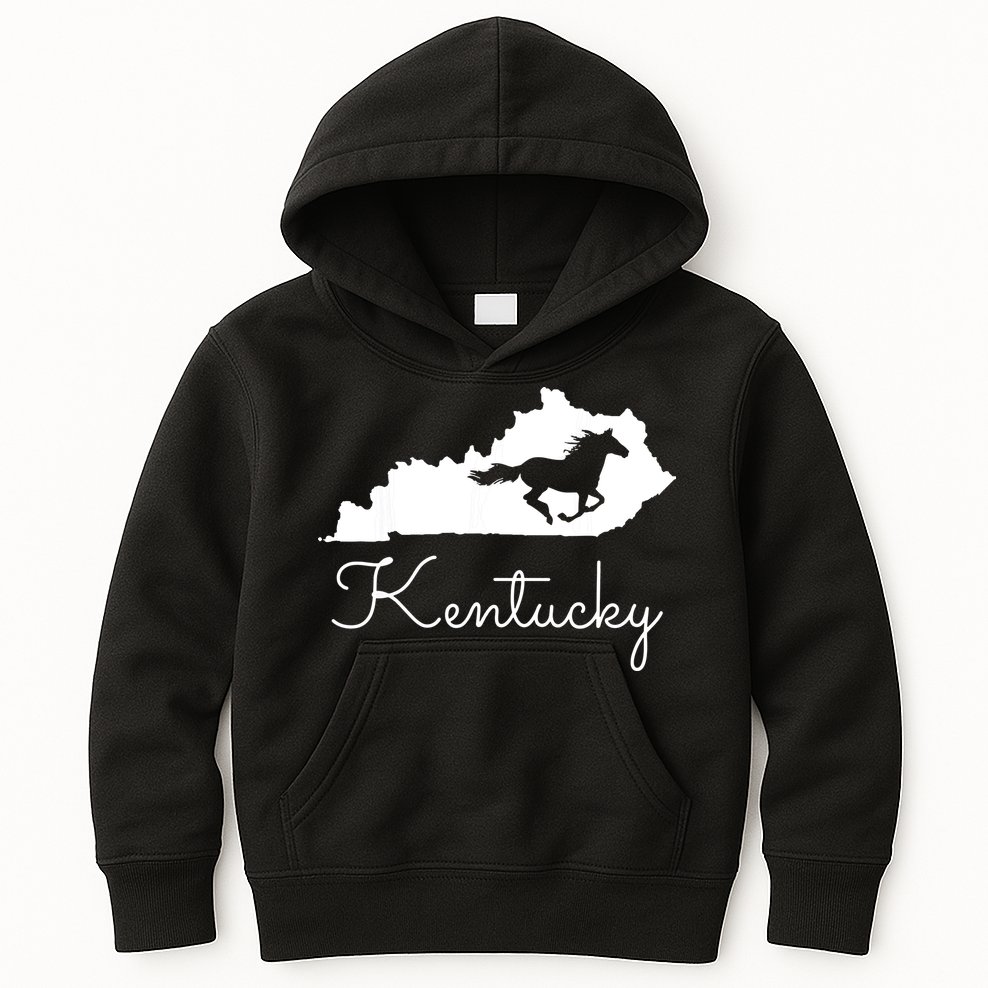 Kentucky Horse Map State Kids Hoodie