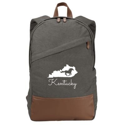 Kentucky Horse Map State Cotton Canvas Backpack
