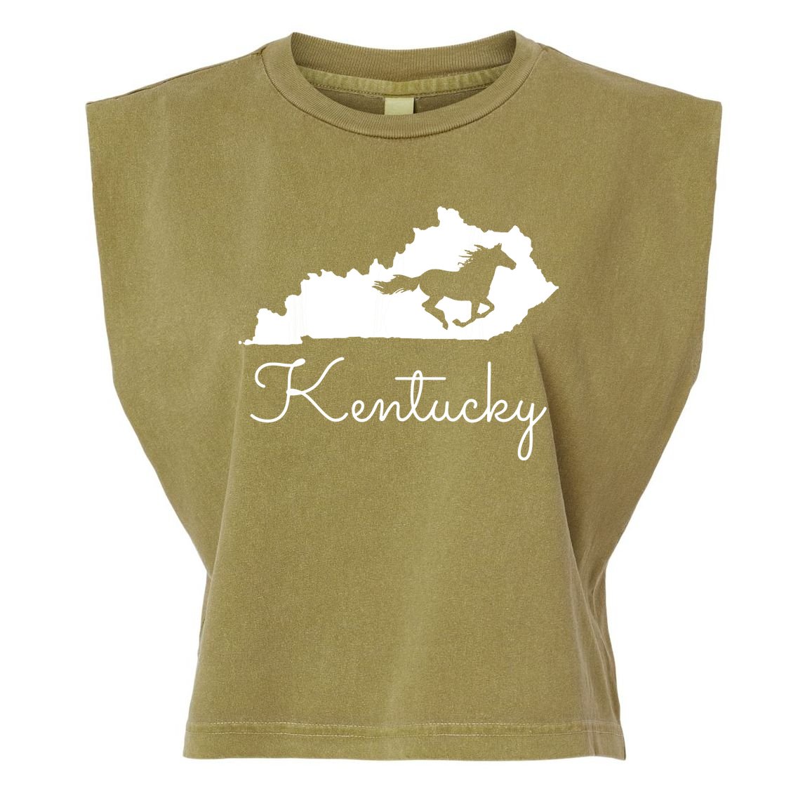Kentucky Horse Map State Garment-Dyed Women's Muscle Tee